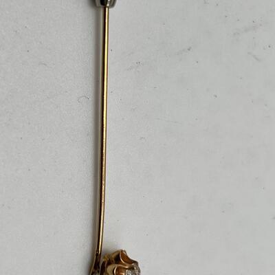 Antique mid 1800s  14K Stick pin with Diamond