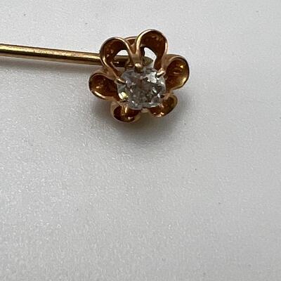 Antique mid 1800s  14K Stick pin with Diamond