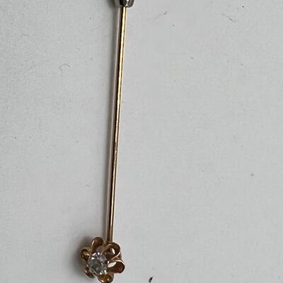Antique mid 1800s  14K Stick pin with Diamond