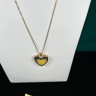 Antique 14 K Heart Locket  with multiple picture  frames and 14K 28" chain