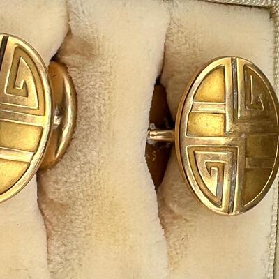 Pair Antique 14K Gold Cufflinks engraved