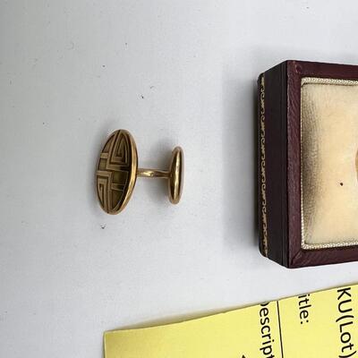 Pair Antique 14K Gold Cufflinks engraved