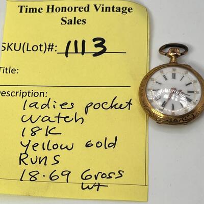 Antique Ladies Pocket watch 18K Gold