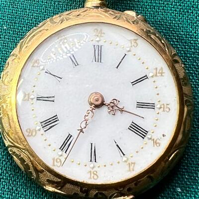 Antique Ladies Pocket watch 18K Gold