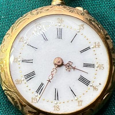 Antique Ladies Pocket watch 18K Gold