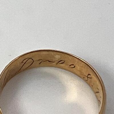 Inscribed Wedding  Ring 14 K Gold Band