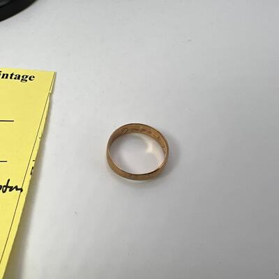 Inscribed Wedding  Ring 14 K Gold Band