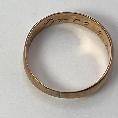 Inscribed Wedding  Ring 14 K Gold Band