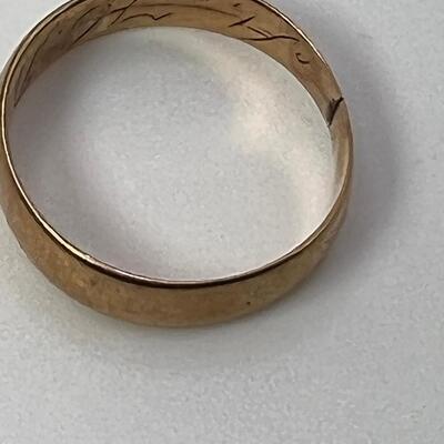 Inscribed Wedding  Ring 14 K Gold Band