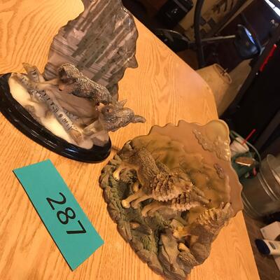 Lot of 2 Wolf Figures - Resin