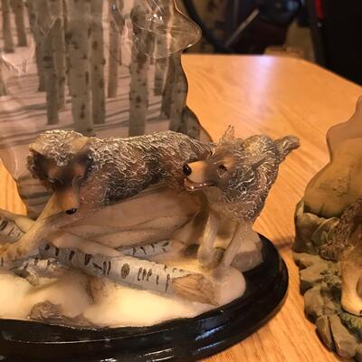 Lot of 2 Wolf Figures - Resin