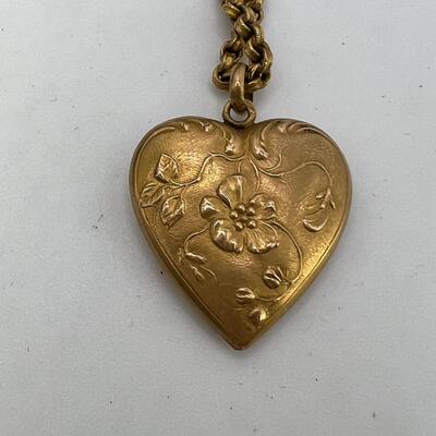22K Heart Chain with 18K Engraved heart pendant