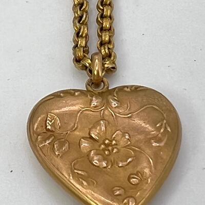 22K Heart Chain with 18K Engraved heart pendant