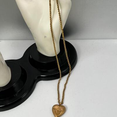 22K Heart Chain with 18K Engraved heart pendant