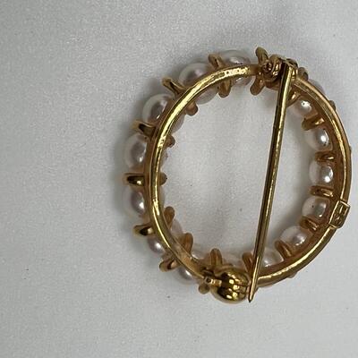 !4K Gold Pearl brooch