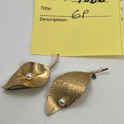 2 GP leaf and pearl pins