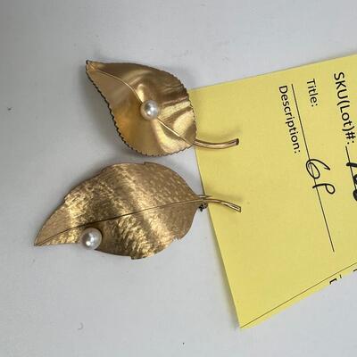 2 GP leaf and pearl pins