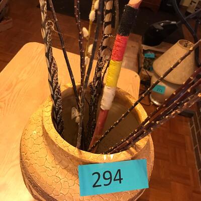 Large Brown vase w/ feathers