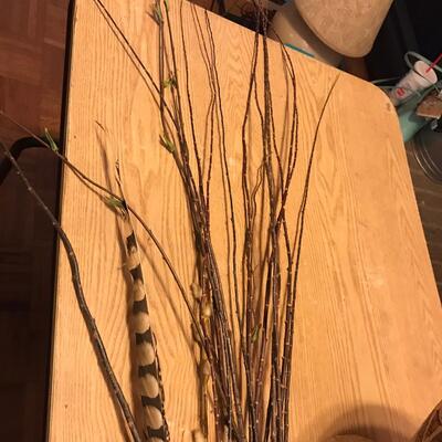 Large Brown vase w/ feathers