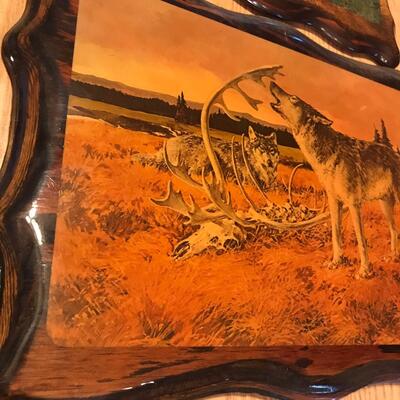 Lot of 2 Wood Plaques Decopauge