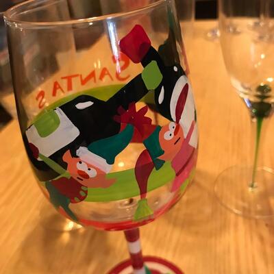 Set of 5 Christmas Crystal Wine Stems