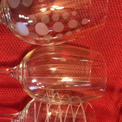 Lot of 4 Etched Crystal Stems