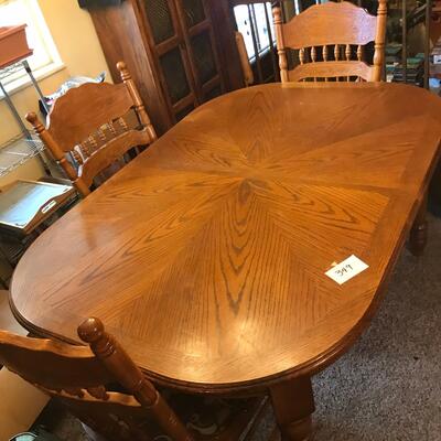 New Oak Dining Table with 7 Pressed Back Chairs