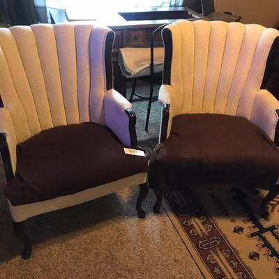 Pair of white Wing Back chairs