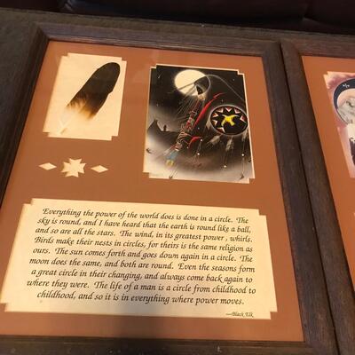 Two Native American Prints with feathers