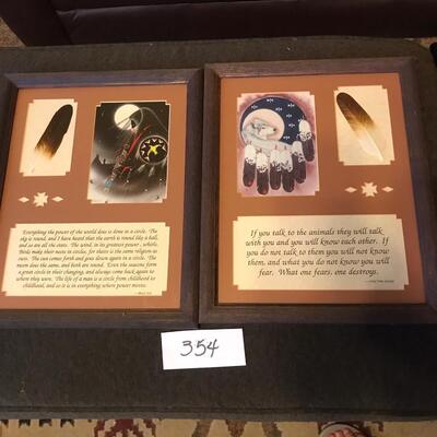 Two Native American Prints with feathers