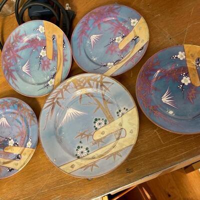 Vintage Japanese Blue Lusterware Plates