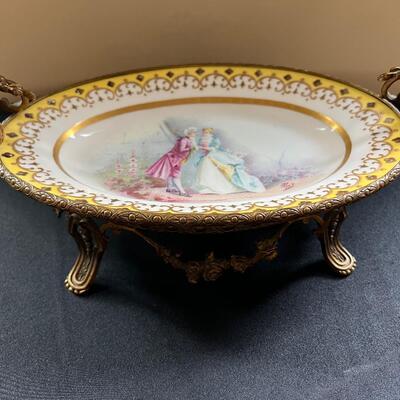 Antique Sevres 19C French Hand Painted Porcelain Bronze Centerpiece
