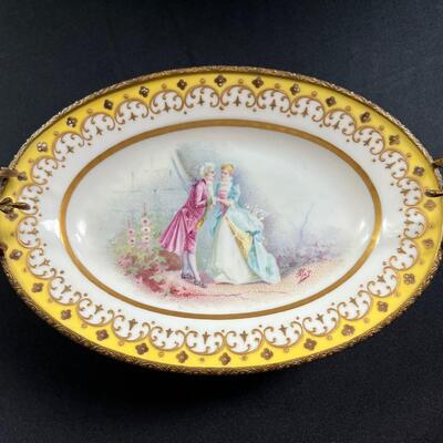 Antique Sevres 19C French Hand Painted Porcelain Bronze Centerpiece