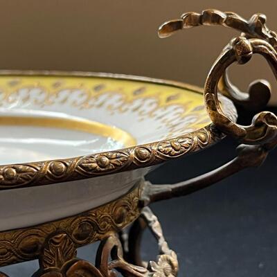 Antique Sevres 19C French Hand Painted Porcelain Bronze Centerpiece