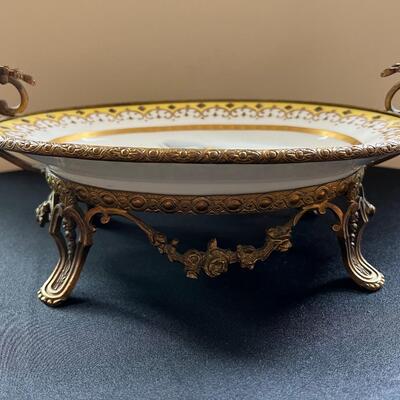 Antique Sevres 19C French Hand Painted Porcelain Bronze Centerpiece