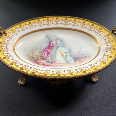 Antique Sevres 19C French Hand Painted Porcelain Bronze Centerpiece