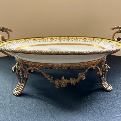 Antique Sevres 19C French Hand Painted Porcelain Bronze Centerpiece