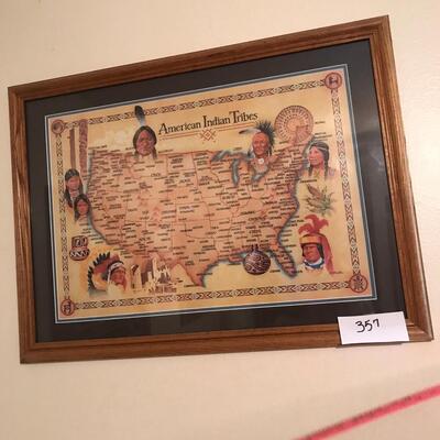 Framed Map of American Indian Tribes
