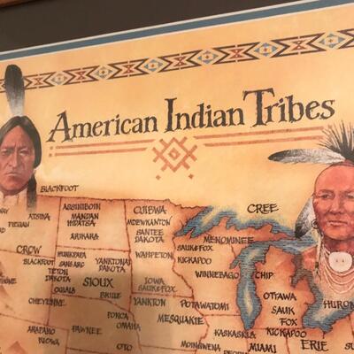 Framed Map of American Indian Tribes