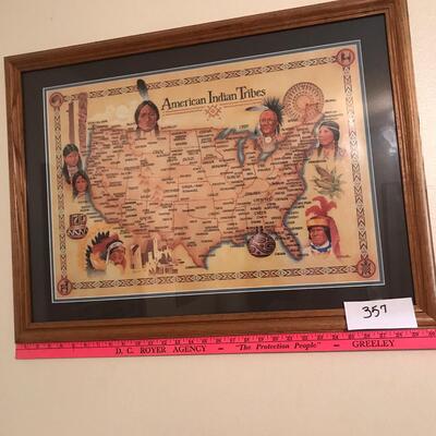 Framed Map of American Indian Tribes