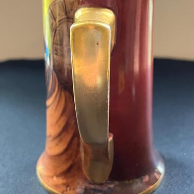 Large Antique Limoges Stein Smiling Monk Drinking Wine