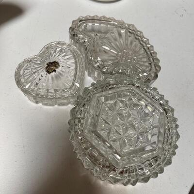 Three Piece Crystal Trinket Container Lot