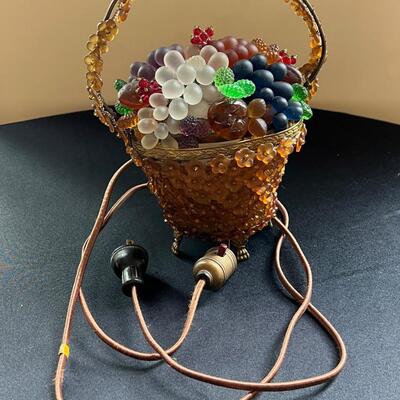 Antique Czech Glass Grapes Lamp. Good working condition.