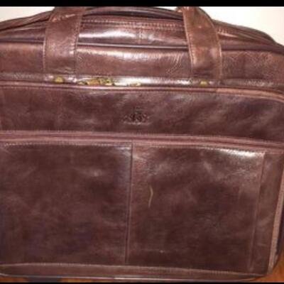 Rowallen of Scotland solid leather briefcase-used once-with rolling pull out handle