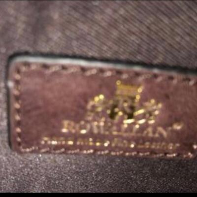 Rowallen of Scotland solid leather briefcase-used once-with rolling pull out handle