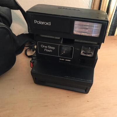 Vintage Polaroid camera & bag