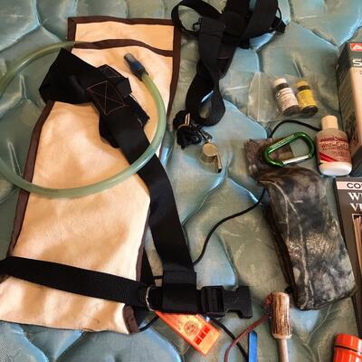 Box lot of misc hunting supplies