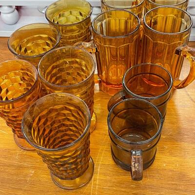 Vintage Amber Glass Lot