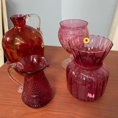 Vintage Cranberry Glass Lot