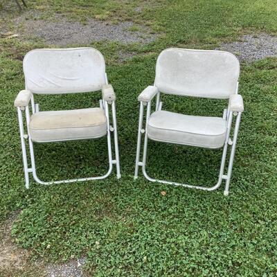5023 Pair of Vinyl Covered Folding Boat Chair